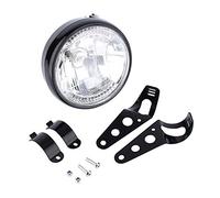 Qiilu Phare de Moto, 7 "universel 12V H4 35W Rond Phare LED Jaune de Moto avec Support Noir