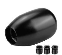 Qiilu Pommeau de levier de vitesse, voiture en métal pommeau de levier de vitesse manuel à 5 vitesses avec 3 adaptateurs 8/10/12mm(noir)