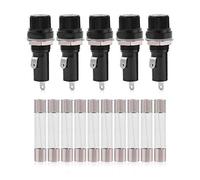 Qiilu - Porte-fusible 5Pcs pour fusibles en verre 6 * 30 AC 125V 15A/250V 10A, montage sur panneau électrique, Noir, Plastique Métal