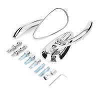 Qiilu retroviseur moto custom chromé Rétroviseurs de moto, 2 pièces rétroviseurs chromés de moto 8mm 10mm filetage crâne larme réflecteur de guidon