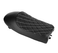 Qiilu siège de moto cafe racer, Coussin de selle de bosse de siège Vintage en cuir PU noir de moto adapté pour CG125 Cafe Racer(Noir)