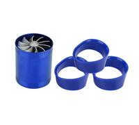 Qiilu Turbine Admission air Voiture Turbonator d'admission d'air de Voiture en alupour Minium à Double Turbine de Ventilateur Super Chargeur économiseur de Carburant à gaz Turbo Bleu E8q442