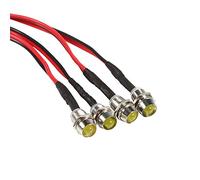 Qiilu voyant 12v batterie, 4Pcs 12v 8mm LED Indicateur Panneau Pilote Dash Avertissement Voyant de Lumière Lampe De Voiture Van Bateau(Jaune)