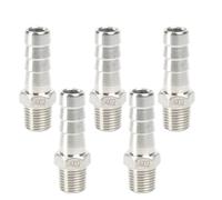 QiiMii Lot de 5 raccords de tuyau cannelés mâles en acier inoxydable 304 avec adaptateur de filetage DFE 6,35 mm x 12 mm