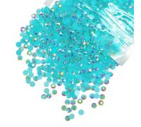 Qiipii Lot de 620 strass en r sine AB aigue-marine de 6 mm, bleu lac, dos plat, en vrac, SS30, non thermocollants, pour ongles, visage, yeux, m