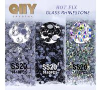QIIY SS3-SS50 cristal AB verre noir strass chaud-fix Flatback fer sur pierres pour robe de mariée tissu vêtements décoration Crystal AB