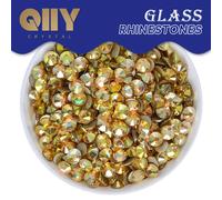 QIIY SS3-SS60 métal lumière du soleil doré Flatback verre strass cristal brillant AB Non-hotfix colle sur pierres 3D pour bricolage Nail Art Metal Sunlight