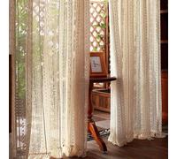 QIJIAYU Rideaux en Coton au Crochet bohème, 1 pièce, Sac à poteaux Vintage de Ferme, décoration de Chambre à Coucher et de Salon, Maison