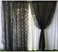 QIJIAYU Rideaux en Tulle brodés de Fleurs en Dentelle Noire Romantique, décoration de fête pour Salon