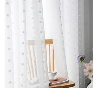 QIJIAYU Salon Blanc Peluche Boule Tulle Rideaux fenêtre Cuisine Balcon Organza décoration de la Maison