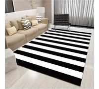 qijidzswyxgs CréAteur Tapis Moderne,Noir Blanc, Motif Rayé,Top Qualité,Antistatiques Et RéSistants Aux Taches, 160x230CM
