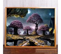 Qijinn 5D Arbre de la jungle Diamond Painting Kit pour Adulte Débutants,Diamond Painting Complet DIY Art du Diamond Strass Broderie Artisanat pour Murale Décoration Round Drill,50x70 cm