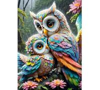 Qijinn 5D Chouette amoureuse Diamond Painting Kit pour Adulte Débutants,Diamond Painting Complet DIY Art du Diamond Strass Broderie Artisanat pour Murale Décoration Square Drill,90x110 cm