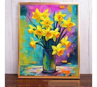 Qijinn 5D Diamond Art Painting Kit,Beautiful Yellow Flower diamond art Kits for Adults,DIY Square Full Drill Diamond Painting Rhinestone Canvas Embroidery Craft for Home Wall Decor Gifts 100x130 cm
