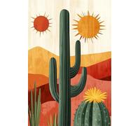 Qijinn 5D Diamond Art Painting Kit,Cactus Sun diamond art Kits for Adults,DIY Square Full Drill Diamond Painting Rhinestone Canvas Embroidery Craft for Home Wall Decor Gifts 90x110 cm