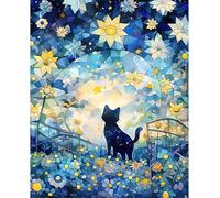 Qijinn 5D Diamond Art Painting Kit,Cat Flower Field diamond art Kits for Adults,DIY Round Full Drill Diamond Painting Rhinestone Canvas Embroidery Craft for Home Wall Decor Gifts 100x130 cm