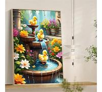Qijinn 5D Diamond Art Painting Kit,Chickens rivers flowers diamond art Kits for Adults,DIY Round Full Drill Diamond Painting Rhinestone Canvas Embroidery Craft for Home Wall Decor Gifts 40x50 cm