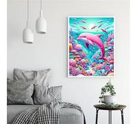 Qijinn 5D Diamond Art Painting Kit,Dolphin Ocean Fish diamond art Kits for Adults,DIY Round Full Drill Diamond Painting Rhinestone Canvas Embroidery Craft for Home Wall Decor Gifts 80x100 cm