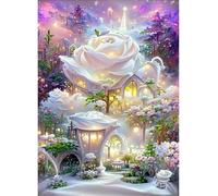 Qijinn 5D Diamond Art Painting Kit,Dream Rose White diamond art Kits for Adults,DIY Square Full Drill Diamond Painting Rhinestone Canvas Embroidery Craft for Home Wall Decor Gifts 50x70 cm
