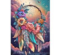 Qijinn 5D Diamond Art Painting Kit,Flower Dreamcatcher diamond art Kits for Adults,DIY Square Full Drill Diamond Painting Rhinestone Canvas Embroidery Craft for Home Wall Decor Gifts 60x80 cm