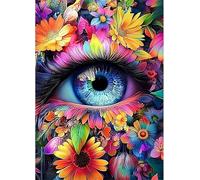 Qijinn 5D Diamond Art Painting Kit,Flower Eyes diamond art Kits for Adults,DIY Square Full Drill Diamond Painting Rhinestone Canvas Embroidery Craft for Home Wall Decor Gifts 90x110 cm