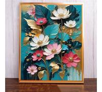 Qijinn 5D Diamond Art Painting Kit,flower white pink diamond art Kits for Adults,DIY Square Full Drill Diamond Painting Rhinestone Canvas Embroidery Craft for Home Wall Decor Gifts 100x130 cm