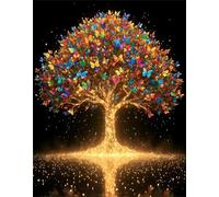 Qijinn 5D Diamond Art Painting Kit,Golden Tree of Life diamond art Kits for Adults,DIY Round Full Drill Diamond Painting Rhinestone Canvas Embroidery Craft for Home Wall Decor Gifts 60x80 cm