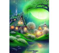 Qijinn 5D Diamond Art Painting Kit,Green Dream diamond art Kits for Adults,DIY Square Full Drill Diamond Painting Rhinestone Canvas Embroidery Craft for Home Wall Decor Gifts 30x40 cm