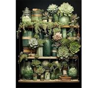 Qijinn 5D Diamond Art Painting Kit,green plants diamond art Kits for Adults,DIY Round Full Drill Diamond Painting Rhinestone Canvas Embroidery Craft for Home Wall Decor Gifts 60x80 cm