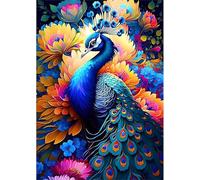 Qijinn 5D Diamond Art Painting Kit,Peacock Flower diamond art Kits for Adults,DIY Square Full Drill Diamond Painting Rhinestone Canvas Embroidery Craft for Home Wall Decor Gifts 70x90 cm