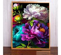 Qijinn 5D Diamond Art Painting Kit,Purple white peony diamond art Kits for Adults,DIY Square Full Drill Diamond Painting Rhinestone Canvas Embroidery Craft for Home Wall Decor Gifts 30x40 cm