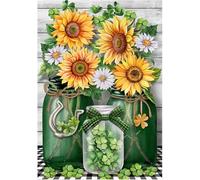 Qijinn 5D Diamond Art Painting Kit,Sunflower Clover diamond art Kits for Adults,DIY Square Full Drill Diamond Painting Rhinestone Canvas Embroidery Craft for Home Wall Decor Gifts 60x80 cm