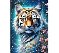 Qijinn 5D Diamond Art Painting Kit,Tiger Flower diamond art Kits for Adults,DIY Square Full Drill Diamond Painting Rhinestone Canvas Embroidery Craft for Home Wall Decor Gifts 100x130 cm