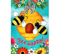 Qijinn 5D Fleurs Abeilles Diamond Painting Kit pour Adulte Débutants,Diamond Painting Complet DIY Art du Diamond Strass Broderie Artisanat pour Murale Décoration Round Drill,70x90 cm