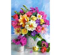 Qijinn 5D Fleurs colorées Diamond Painting Kit pour Adulte Débutants,Diamond Painting Complet DIY Art du Diamond Strass Broderie Artisanat pour Murale Décoration Round Drill,40x50 cm