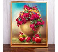 Qijinn 5D Fleurs Fruits Diamond Painting Kit pour Adulte Débutants,Diamond Painting Complet DIY Art du Diamond Strass Broderie Artisanat pour Murale Décoration Round Drill,60x80 cm