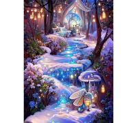 Qijinn 5D pays des fées de la jungle Diamond Painting Kit pour Adulte Débutants,Diamond Painting Complet DIY Art du Diamond Strass Broderie Artisanat pour Murale Décoration Round Drill,100x130 cm