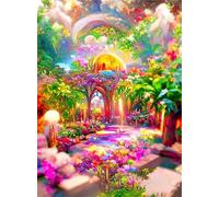 Qijinn 5D Pays des merveilles coloré Diamond Painting Kit pour Adulte Débutants,Diamond Painting Complet DIY Art du Diamond Strass Broderie Artisanat pour Murale Décoration Round Drill,100x130 cm