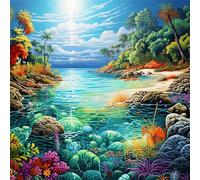 Qijinn 5D Paysage tropical Diamond Painting,DIY 65x65cm Broderie Diamant Painting Complet,Rond Art du Diamant Peinture pour Adultes Débutants Strass Point de Croix Painting Maison Murale Décor
