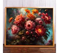 Qijinn 5D plante à fleurs rose Diamond Painting Kit pour Adulte Débutants,Diamond Painting Complet DIY Art du Diamond Strass Broderie Artisanat pour Murale Décoration Square Drill,70x90 cm