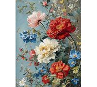 Qijinn 5D Plantes Fleurs Diamond Painting Kit pour Adulte Débutants,Diamond Painting Complet DIY Art du Diamond Strass Broderie Artisanat pour Murale Décoration Square Drill,40x50 cm
