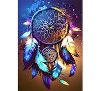 Qijinn 5D Plumes d'attrape-rêves Diamond Painting Kit pour Adulte Débutants,Diamond Painting Complet DIY Art du Diamond Strass Broderie Artisanat pour Murale Décoration Square Drill,80x100 cm