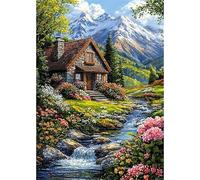 Qijinn 5D Villages des ruisseaux Diamond Painting Kit pour Adulte Débutants,Diamond Painting Complet DIY Art du Diamond Strass Broderie Artisanat pour Murale Décoration Square Drill,100x130 cm