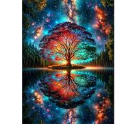 Qijinn Diamond Painting Kit,5D Arbre de l'île Broderie Art Diamant Painting Kit Complet DIY Peinture Diamant Adulte Cristal Strass Point de Croix Painting pour Maison Décor Round Drill,90x110 cm