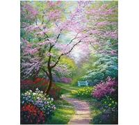 Qijinn Diamond Painting Kit,5D Chemins de jardins Broderie Art Diamant Painting Kit Complet DIY Peinture Diamant Adulte Cristal Strass Point de Croix Painting pour Maison Décor Round Drill,70x90 cm