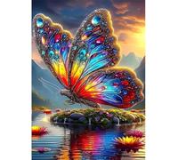 Qijinn Diamond Painting Kit,5D Papillon de l'île Broderie Art Diamant Painting Kit Complet DIY Peinture Diamant Adulte Cristal Strass Point de Croix Painting pour Maison Décor Square Drill,60x80 cm