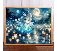 Qijinn Diamond Painting Kit,5D Ruisseau des Elfes Broderie Art Diamant Painting Kit Complet DIY Peinture Diamant Adulte Cristal Strass Point de Croix Painting pour Maison Décor Round Drill,40x50 cm