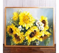 Qijinn Diamond Painting Kit,5D Tournesol jaune Broderie Art Diamant Painting Kit Complet DIY Peinture Diamant Adulte Cristal Strass Point de Croix Painting pour Maison Décor Round Drill,100x130 cm