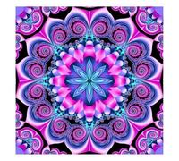 Qijinn Fleurs de mandala violet 5D Broderie Diamond Painting,50x50 cm Kit de Peinture en Diamant pour Adultes,DIY rond Diamond Painting Kit Complet Strass Point de croix Image pour Salon Mural Décor
