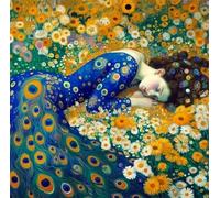 Qijinn Peinture Numero Adulte,Femme de Klimt Peinture par Numero,avec Cadre DIY Kit à l'huile sur Toile d'art Débutant,Acrylique Facile sur Toile Peintures et Pinceaux pour Maison Décoration,45x45cm